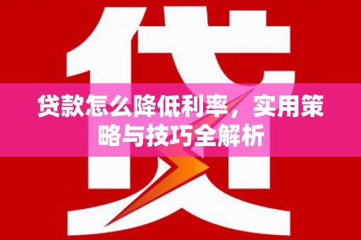 泽库贷款怎么降低利率，实用策略与技巧全解析